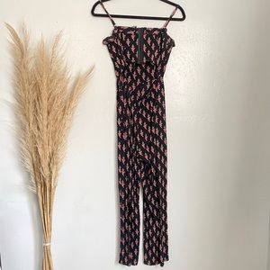 Flynn Skye Plunging V Wire Black Floral Jumpsuit